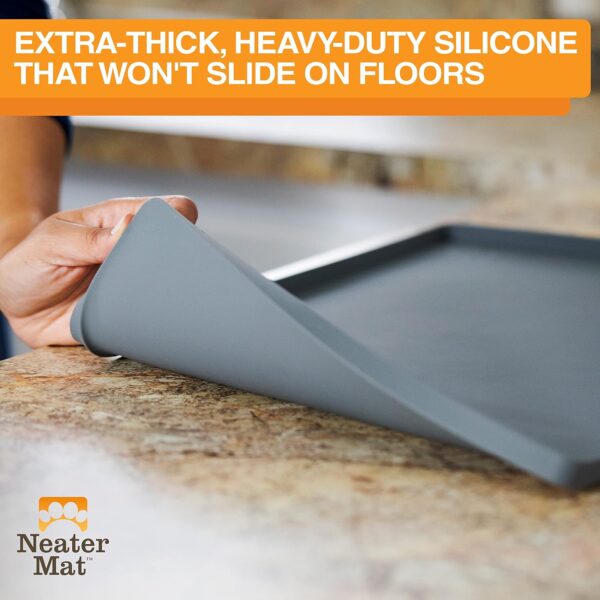 Neater Pet Brands Neater Mat - Waterproof Silicone Pet Bowls Mat - Protect Floors from Food & Water (19" x 12" Silicone, Gunmetal Grey) - Image 4