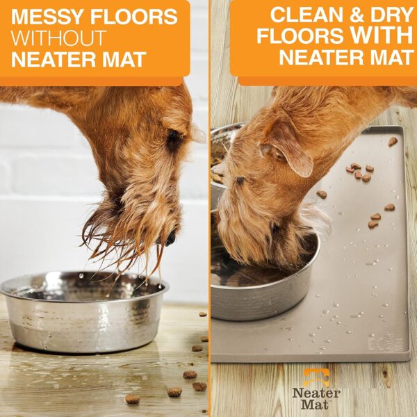 Neater Pet Brands Neater Mat - Waterproof Silicone Pet Bowls Mat - Protect Floors from Food & Water (32" x 24" Silicone, Cappuccino) - Image 5