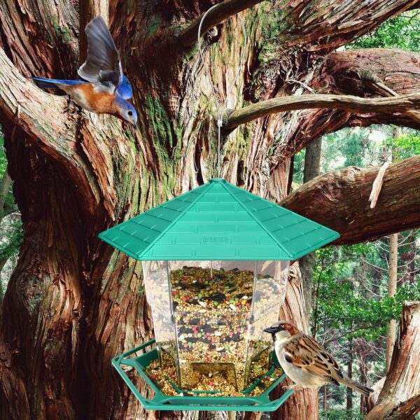 Bird Feeders for Outside Hanging Bird Feeder Adjustable Wild Bird Seed Feeder Large Capacity Hummingbird Feeder Squirrel Proof Bird Feeder Birds Food Container Waterproof Outdoor Garden Yard Decor - Image 6