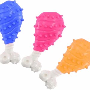 ADLAM Dog Bone Toy Indestructible Teething Chew Dental Bones Tough Chewers Strong Gentle Pet Toys Gift Dogs Puppies Cleans Teeth Puppy Training Play Game Assorted Color (1Pc)