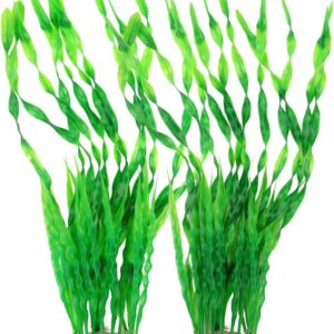 BEGONDIS 2 Pcs 56CM Extra Long Artificial Water Plants Green Seaweed, Aquarium Plastic Fish Tank Decorations