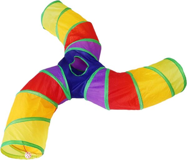 Bemodst Rainbow Cat Tunnel, Cat Toy S-Shaped-3-Way Pet Tunnel, Cat Play Tent interactive Toy Maze Cat House, Collapsible Cat Rabbit Tunnel Tube for Indoor Cats, Rabbits, Hamsters, Puppies and More