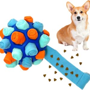 CIIVURR Snuffle Ball for Dogs Toys Interactive Dog Puzzle Toys Enrichment Dog Chew Toy Natural Foraging Food Training Feeders Dog Toy for Boredom Small Medium Large Dog (Blue Tangerine)