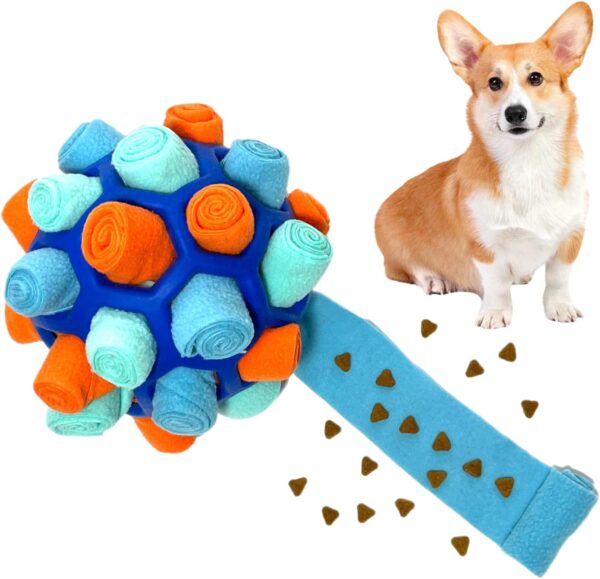 CIIVURR Snuffle Ball for Dogs Toys Interactive Dog Puzzle Toys Enrichment Dog Chew Toy Natural Foraging Food Training Feeders Dog Toy for Boredom Small Medium Large Dog (Blue Tangerine)