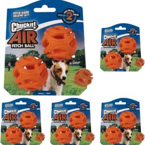 Chuckit! Air Fetch Dog Ball Durable Rubber Dog Toy Launcher Compatible Dog Balls, 10 Pack, Small