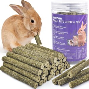 ERKOON 38 Pcs Timothy Grass Chew Sticks, Bunny Chew Toys for Teeth, Natural Timothy Hay Sticks Chinchilla Chew Toy for Rabbits, Guinea Pigs, Gerbil, Hamster