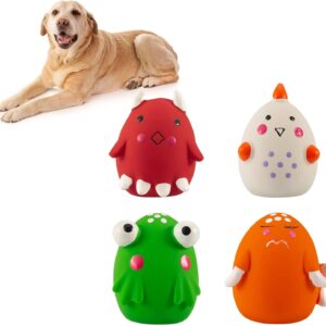 Eurobuy Dog Soft Latex Squeak Balls, 4Pcs Dog Squeaky Toys Funny Non-Toxic Chewing Bounce Balls Durable Pet Interactive Play Chasing Chewing Balls for Puppy Small Medium Pets Dog Cat, Assorted Color
