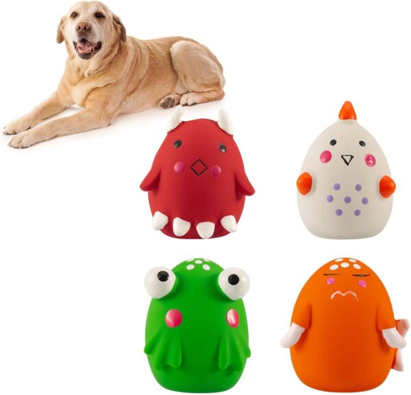 Eurobuy Dog Soft Latex Squeak Balls, 4Pcs Dog Squeaky Toys Funny Non-Toxic Chewing Bounce Balls Durable Pet Interactive Play Chasing Chewing Balls for Puppy Small Medium Pets Dog Cat, Assorted Color