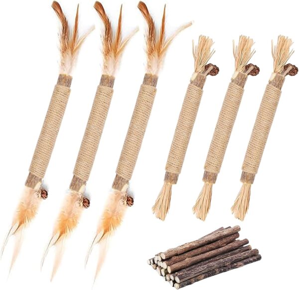 GIAPINST Natural Matatabi Silvervine Chew Sticks, Cat Catnip Sticks For Cats, Cat Catnip Toys For Indoor Cats Adult, Kitten Teething Dental Care, Increase Appetite and Stress Release(21 pcs)