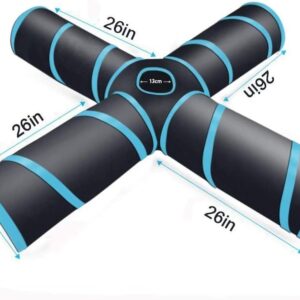 Happy Fox | Cat Tunnel Toy,4 Way Tunnels132 * 53 * 26,Including storage bags and cat toy feather wands, for cats, rabbits, small animals