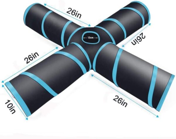 Happy Fox | Cat Tunnel Toy,4 Way Tunnels132 * 53 * 26,Including storage bags and cat toy feather wands, for cats, rabbits, small animals