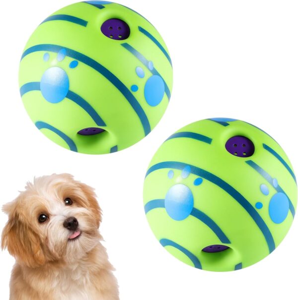 Holdfiturn 2Pcs Interactive Giggle Ball for Dogs Durable Entertaining Dog Toy Squeaky Toy with Unique Sounds Dental Health Chew Toy Suitable for Cats Dogs 5.1" Size