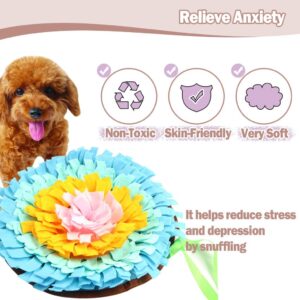 IFOYO Pet Snuffle Mat, Dog Feeding Mat Small Dog Training Pad Pet Nose Work Blanket Non Slip Pet Activity Mat for Foraging Skill, Stress Release, (F Flower, Diameter: 17.7in / 45cm)