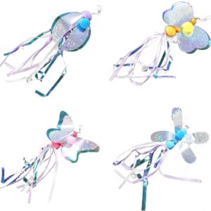 Illkjasfc 4pcs Cat Toy Accessories With Tassels Replacement Heads Wand Refills Cat Toy Attachments Shape Wand Refills