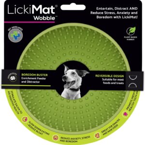 LICKIMAT Wobble, Dog Slow Feeder Bowl Lick Mat, Boredom Anxiety Reducer; Perfect for Food, Treats, Yogurt, or Peanut Butter. Fun Alternative to a Slow Feed Dog Bowl, Green