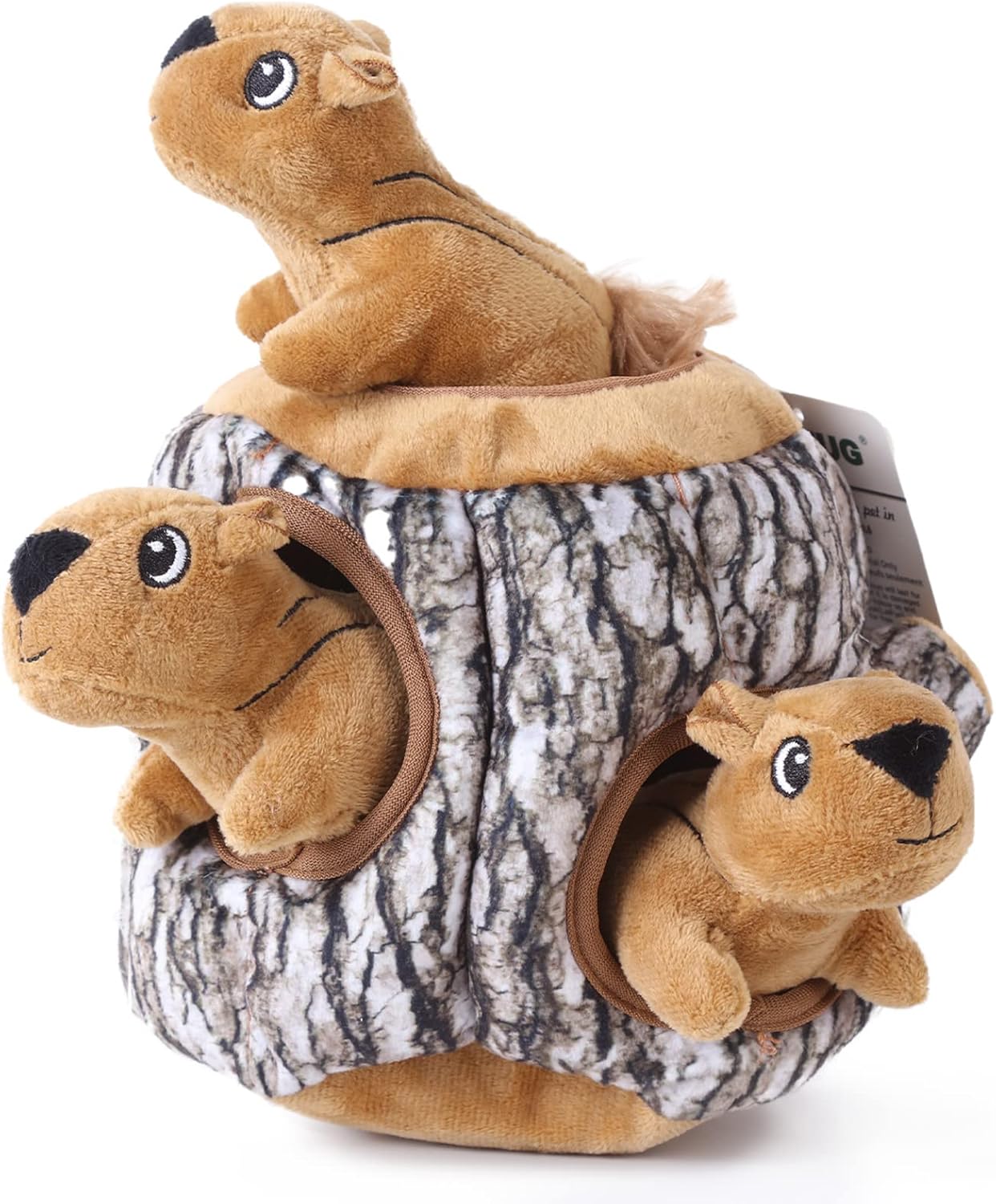 Laifug Hidden Squirrel Plush Dog Toy， Interactive Squeaky Dog Toy Hide and Seek, L