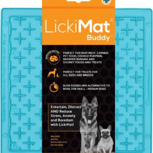 LickiMat Classic Buddy, Dog Feeding Mat for Boredom and Anxiety Relief, Ideal for Food, Treats, Yoghurt or Peanut Butter, Dog Lick Mats, Fun Alternative to a Slow Feeder Dog Bowl, Turquoise