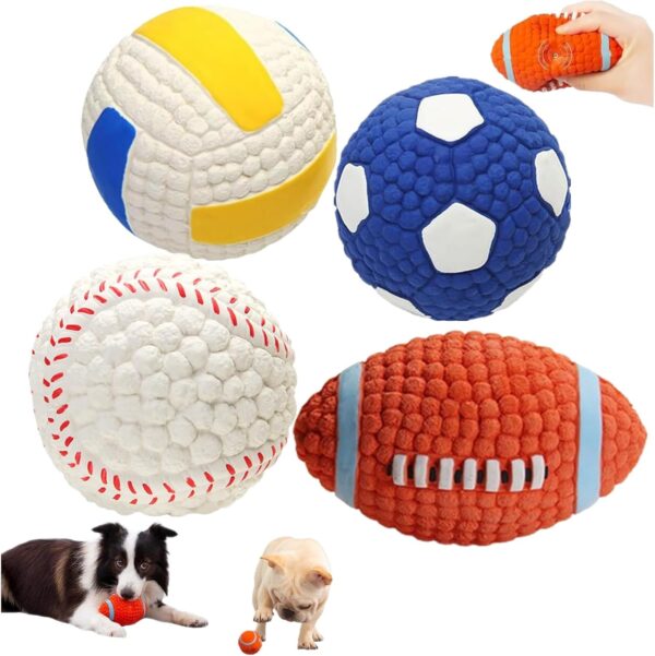LinZong 2/4pcs Mighty Chew - Indestructible Toy for Dog,Mighty Chew Dog Toy,Bite Resistant Latex Pet Toy Ball,Squeaky Dog Toys,Best Gift for pet Teeth Cleaning and Gum Massage (Small, Combinations)