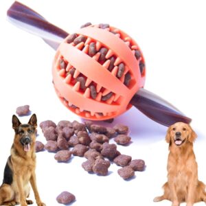 MZQSIY Dog Treat Dispenser Ball Toy Interactive Dog Toys for Boredom Teeth Cleaning Chew Toy Rubber Ball for Puppy Small Dogs (Large 7cm/2.75in, Orange)