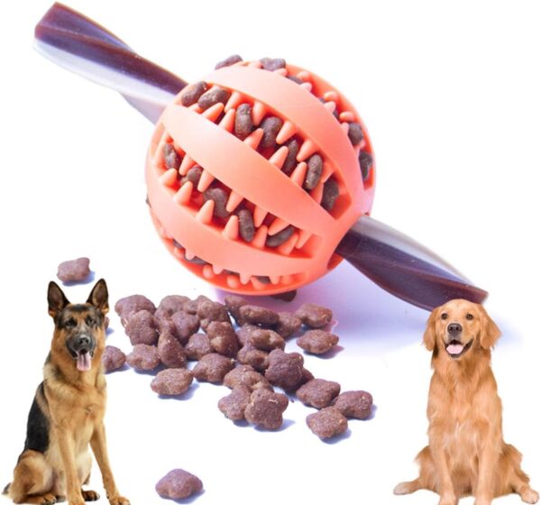 MZQSIY Dog Treat Dispenser Ball Toy Interactive Dog Toys for Boredom Teeth Cleaning Chew Toy Rubber Ball for Puppy Small Dogs (Large 7cm/2.75in, Orange)