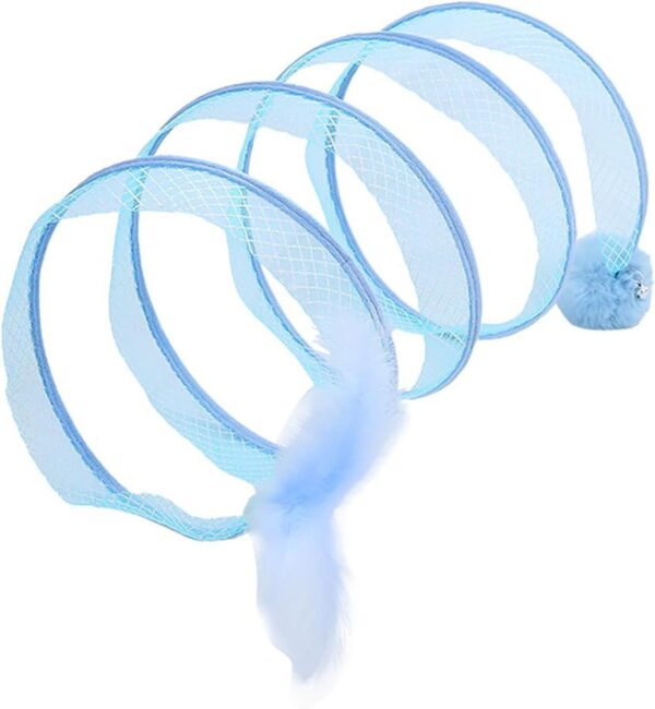 Moyubath Collapsible Cat Tunnel for Indoor Cats, Cat Tube Tunnel Pet Interactive Play Toy with Feather Sisal Ball Springs Exercise Toys for Kitten Small Animals