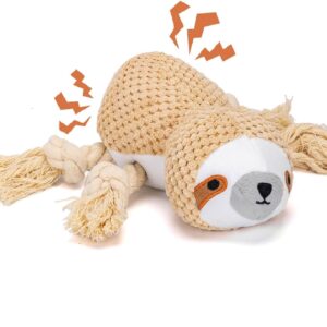 Nobleza Dog Squeaky Toys, Interactive Play Soft Plush Rope Toy, Cotton Material, Dog Toys For Small Medium Dogs, Teething Toys, Brown.