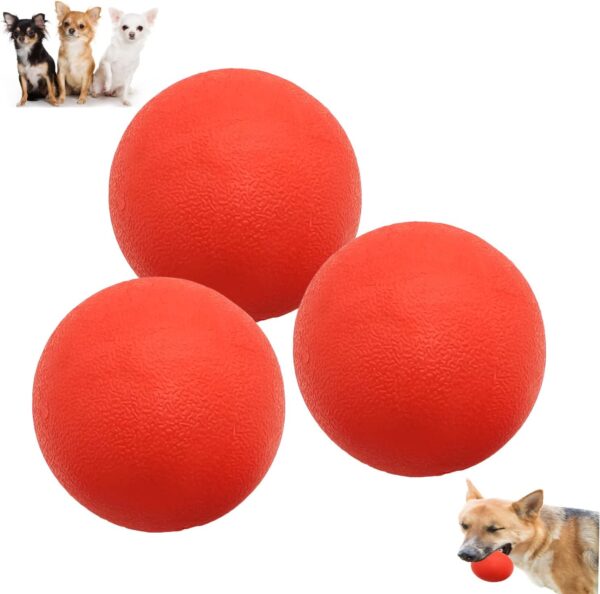 Panlom 3 Pack Dog Balls Indestructible - 100% Natural Rubber Bouncy Dog Ball Non-Toxic Tough Chew Toy for Small to Medium Dog