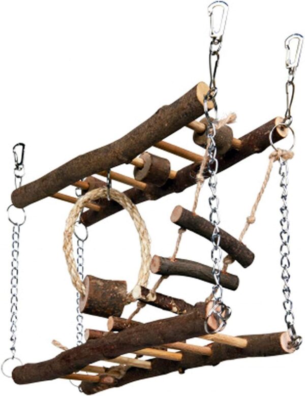 Pet Ting Natural Living Suspension Bridge Small Pet Toy Exercise Play Wood Rope
