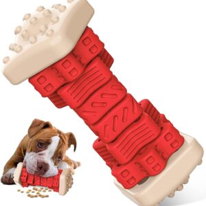 RUXAN Indestructible Dog Chew Toy for Aggressive Chewers, 3 in 1 Tough Dog Puzzle Toys with Beef Flavor, Interactive Treat Dispensing Dog Toys for Small/ Medium/ Large Boredom Dogs