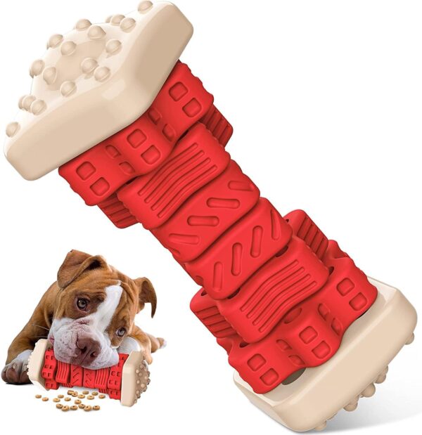 RUXAN Indestructible Dog Chew Toy for Aggressive Chewers, 3 in 1 Tough Dog Puzzle Toys with Beef Flavor, Interactive Treat Dispensing Dog Toys for Small/ Medium/ Large Boredom Dogs