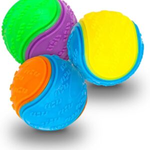 Rightwell Dog Balls, 3Pcs Squeaky Dog Ball, Scooby Doo Dog Ball Toy Teeth Cleaning Puppy Interactive Chew Durable Toy