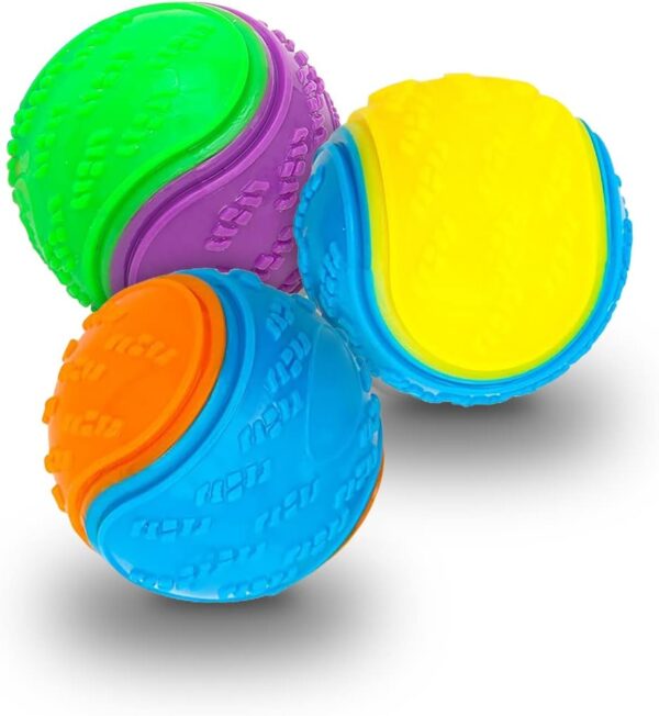 Rightwell Dog Balls, 3Pcs Squeaky Dog Ball, Scooby Doo Dog Ball Toy Teeth Cleaning Puppy Interactive Chew Durable Toy