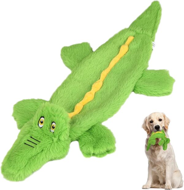 SHOKUTO Dog Toys, Interactive Dog Toys for Boredom for Puppy Small Medium Large Dogs, No Stuffing Crocodile Squeaky Dog Toys, Durable Dog Chew Toys for Teeth Cleaning, Christmas Dog Toys Gifts