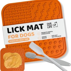 Slow Feeding licky mats for dogs with Suction Cup, Spreader, & Brush | Effective Boredom & Anxiety Reducer for Dogs | Anti Slip, Stimulating Design & Easy to Clean dog lick mats