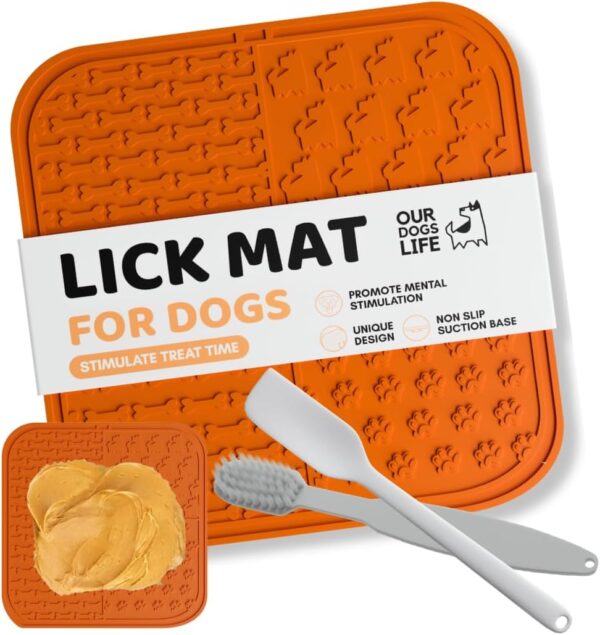 Slow Feeding licky mats for dogs with Suction Cup, Spreader, & Brush | Effective Boredom & Anxiety Reducer for Dogs | Anti Slip, Stimulating Design & Easy to Clean dog lick mats