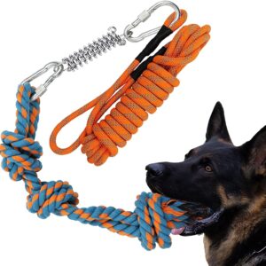 Spring Pole Dog Rope Toys, Interactive Dog Tug Toy with Dog Rope Toys and a Big Spring Pole Kit, for Small to Large Dogs, for Tug of War, Bite Training,Outdoor Hanging Exercise