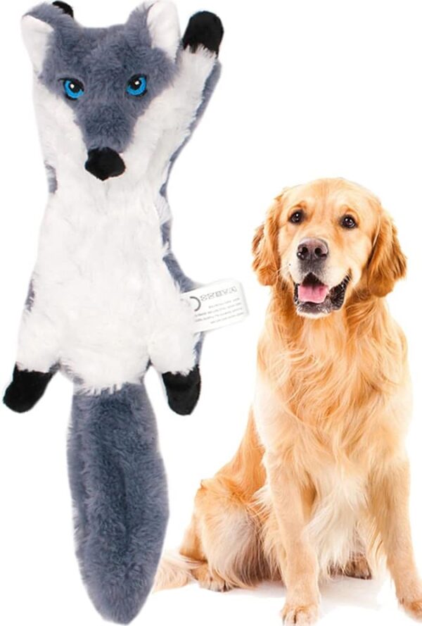 Squeaky Plush Dog Toy for Boredom, No Stuffed Wolf Soft Dog Toy Dog Toys for Small Medium Large Dogs