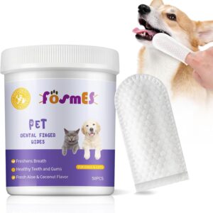 Teeth Cleaning Wipes for Dogs & Cats, Pet Dental Fingers Wipes, Reduces Plaque & Freshens Breath Finger Wipes, Oral Cleansing Teeth Care Finger Cots Wipes Pads for Dogs and Cats