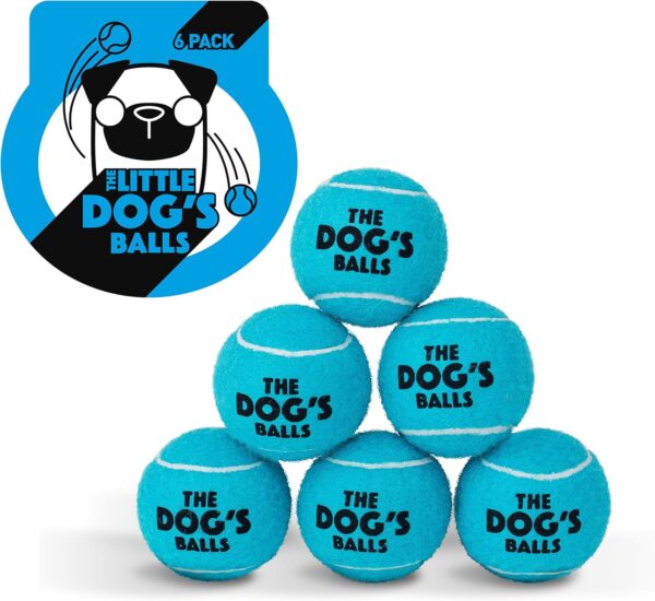 The Little Dog's Balls, Dog Tennis Balls, 6-Pack Small Blue Dog Toy, Strong Dog & Puppy Tennis Ball