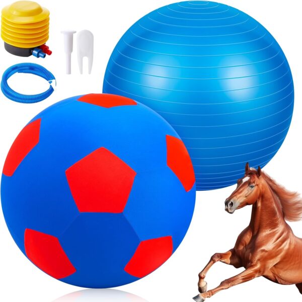 VercanMonth Giant Herding Ball with Ball Cover Horse Toys for Horses Stall Entertainment Play, Pump Included (Blue,40 Inches)