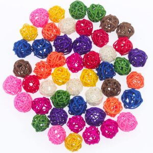 ZDNT 40 Pcs Willow Branch Ball Bird Toy Sepak Takraw Colorful Decorative Balls 3cm Small Rattan Ball Wicker Ball Birds Toy Parrot toys for Chewing Parrot Small Animals Diy Craft Decoration