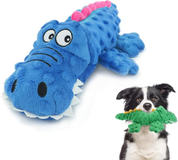 ZENVALY Dog Plush Toy, Interactive Squeaky Dog Toys, Soft Plush Pet Toy, Crocodile Toys for Puppy, Tough Chew Toys, Durable Dog Training Toys for Small and Medium Dogs, Blue