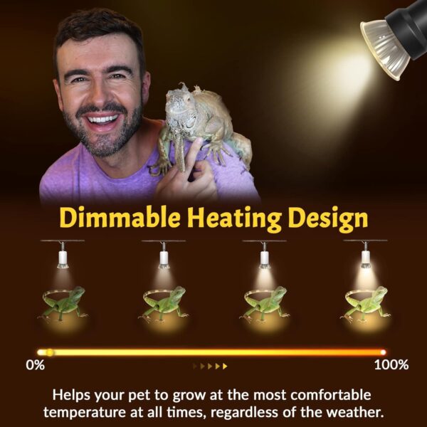 Bonlux E27 Reptile Heating Bulb, UVA UVB Bulb Tortoise 50W Basking Bulb, Turtle Tank Light Bulb, Vivarium Heat Lamp for Bearded Dragon, Lizard, Gecko, Ball Python (Dimmable, Pack of 2) - Image 3