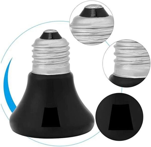 ANCLLO 2pcs Reptile Heating Bulbs, Durable Infrared Heat Lamp Warming Light Bulb Black Pet Light for Reptile and Amphibian Lizard Tortoise Spider Snake Chameleon 220-230V(50W) - Image 5