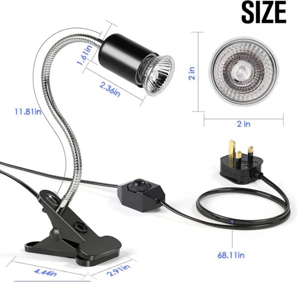 Songerduo Tortoise Heat Lamp, 3 Bulbs UVA/UVB 50W Heat Spotlight, 360° Rotatable Basking Light Heat Spotlight Pet Heating Light Lamp for Aquarium Reptile Lizards Turtle Snakes - Image 2
