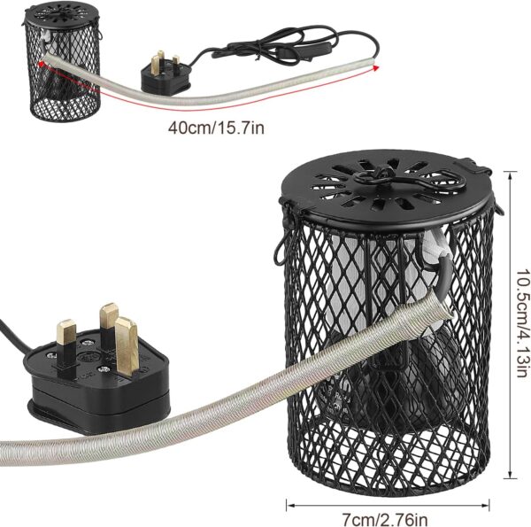 HOUSINN Reptiles Ceramic Heating Lamp with Guard,Anti-scalding Lampshade,100W Ceramic Heat Lamps Lampshade Holder,Infrared Reptile Heat Bulb with Anti Hot Bracket Cage for Bearded Dragon - Image 5