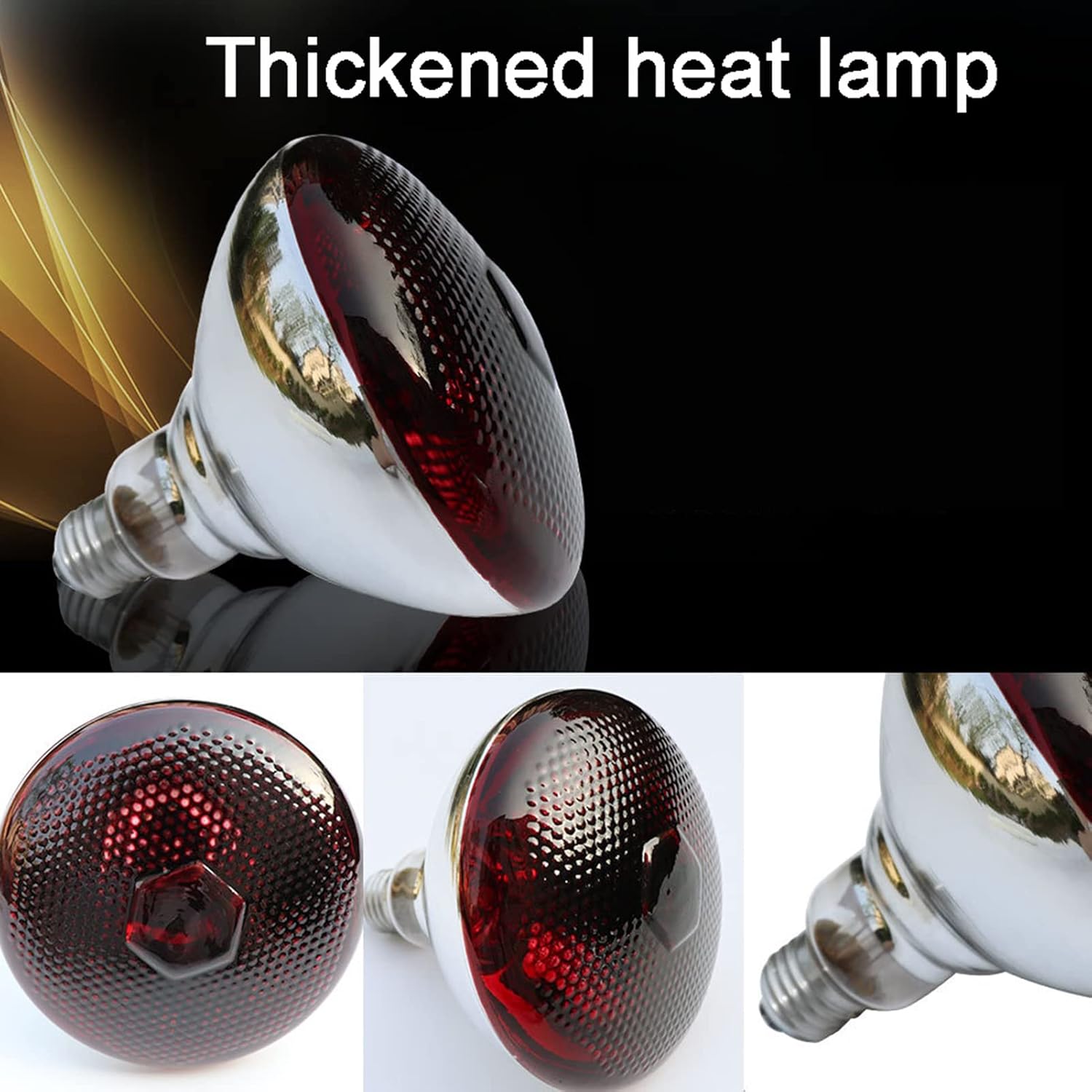 51buyoutgo 250W Thickened Infrared Heat Lamp Bulb for Puppies Reptiles Chicks Tortoise Poultry, Puppy Reptile Heat Lamp, Ceramic Chicken Reptile Tortoise Basking Heat Lamp Bulb Red - Image 4