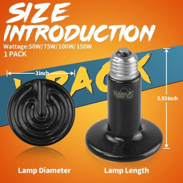 LUCKY HERP Reptile Ceramic Heat Emitter 150W, 1Pack Reptile Heat Lamp for Turtle and Amphibians - Image 2