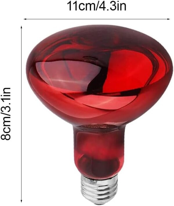 LUFEIS Reptile Heating Bulb, 2 Pack 100W Infrared Heat Lamp for Reptiles, E27 Base Infrared Heat Bulbs, Infrared Basking Spot Light Bulb for Reptiles and Amphibian, Chicks, Birds, Puppies - Image 2