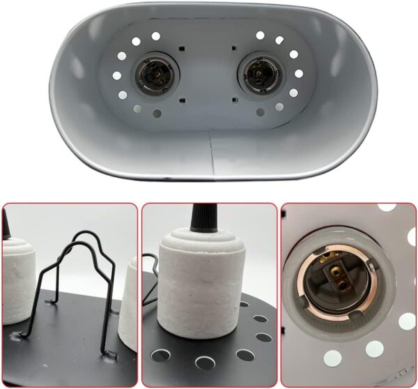 hisunfarm Dual Reptile Light Fixture for Reptile Dome Lamp Shade, UVB UVA Heating Lamp Fixture Double Lamp Cap Combo an-ti Hot Basket, Amphibian Terrarium Accessory - Image 3